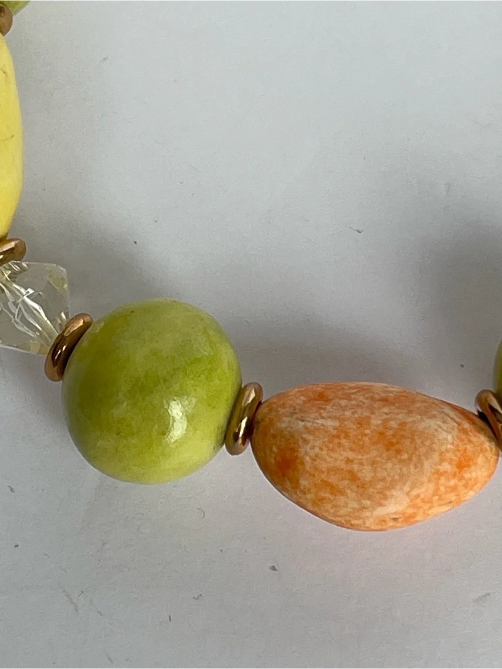 Vintage Les Bernard Orange Yellow Green Chunky Beaded Necklace Mod 80’s